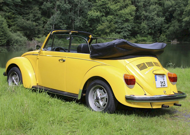 VW Käfer Seitenansicht von hinten